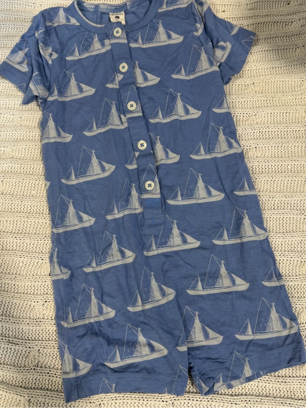Kate Quinn Kids Blue Sailboat Short-Sleeve Romper modal